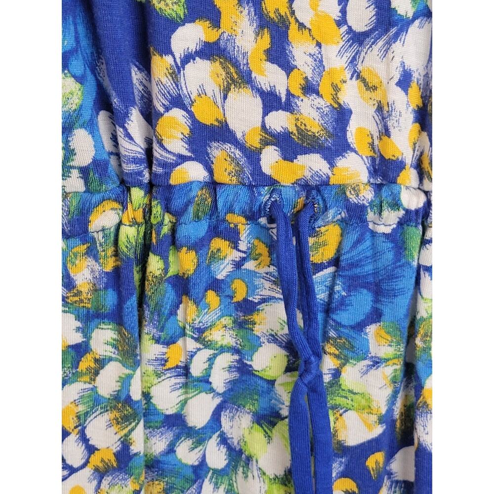 Vtg Carol Hochman Sleepwear Nightgown Blue Yellow Floral Slinky Women's Size P1X - Picture 7 of 11
